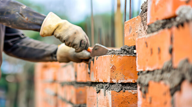 Builder laying bricks
