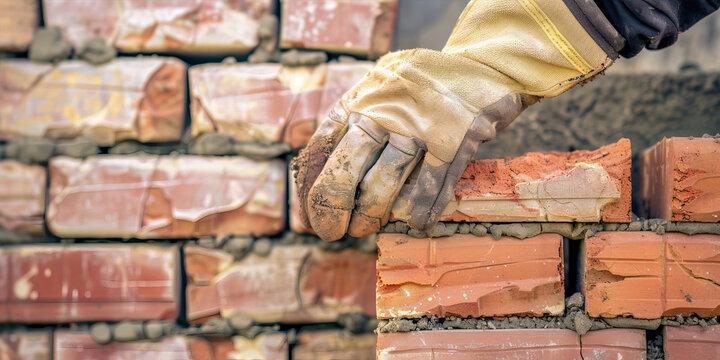 Builder laying bricks
