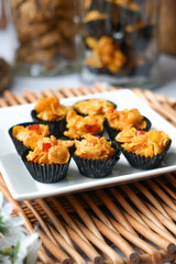 Honey Cornflakes (Cornflakes Madu) a popular cookies in Malaysia during celebration of Eid Mubarak (Hari Raya) on selective focus