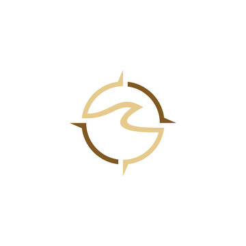 ocean compass simple sleek creative modern geometric logo design vector