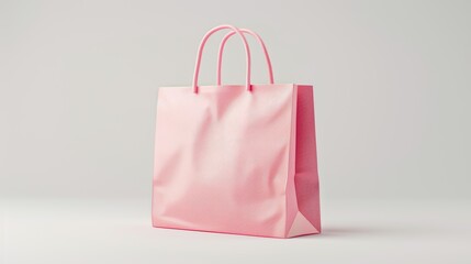 Elegant pink shopping bag on a white background symbolizing retail and fashion