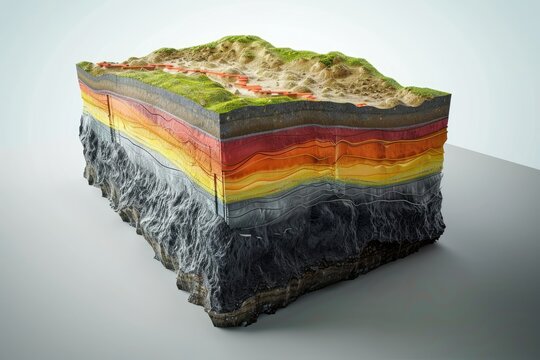 Layers of the Earth's crust - isometric view on soil layers diagram