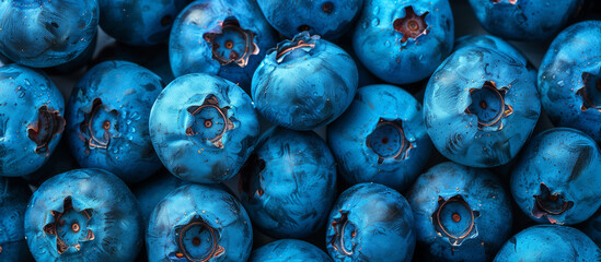 Fresh juicy blueberries close up. Healthy food, sweet healthy dessert. Blue berries background.	
