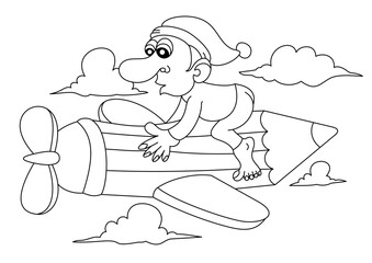 vector of a cute cartoon dwarf in black and white coloring pages