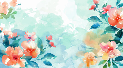 Fototapeta na wymiar Watercolor floral background. Hand painted watercolor flowers. Hand drawn vector art.