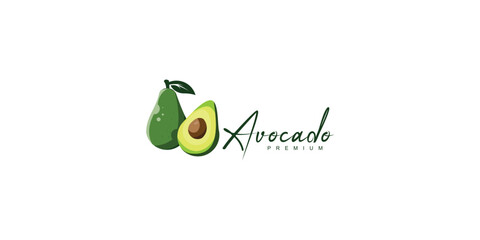 Simple avocado design illustrator with unique concept| premium vector