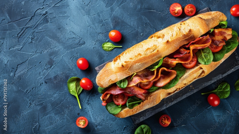 Canvas Prints Sandwich with bacon and tomatoes on cutting board