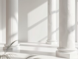 Row of white columns  in a classical building