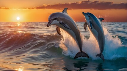 dolphins jumping into water