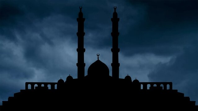 Thunderstorm and Lightning Flash over Silhouette of Islamic Cultural Center in the New Administrative Capital of Egypt