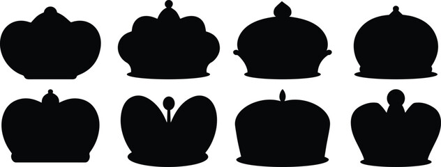 Black crown icons. Crown design Set. Crown symbol collection. Vector illustration - obrazy, fototapety, plakaty