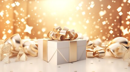 Luxury Christmas Background with Gift Box Ornaments

