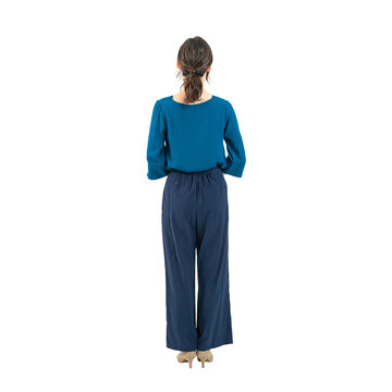 Full body photo of back view of white woman. Full body photo PNG with transparent background precisely cut out with clipping path.