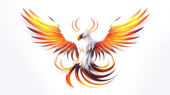 Mascot Logo: Phoenix Bird on White Background (8K)

