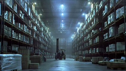 tariffs and Shelves: The Trade Dynamics of a Warehouse - obrazy, fototapety, plakaty