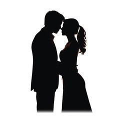 couple silhouette clipart on white background сreated with Generative Ai