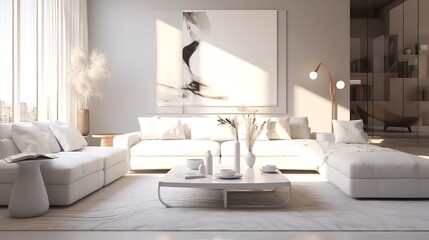 Fototapeta na wymiar Modern Concept Living Room with White Furniture