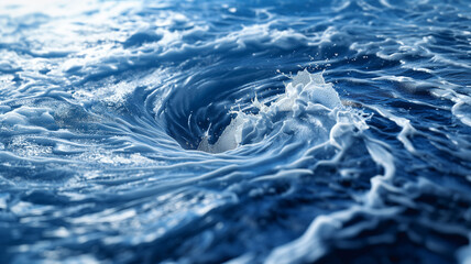 A whirlpool on the blue sea surface