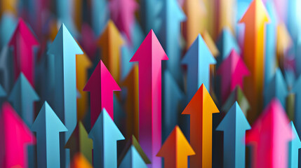 Arrows pointing upward wallpaper and background representing increasing returns on investment, gain profit and return from investment in stock, currency, bond, fund