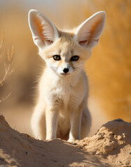 wildlife, fennec fox, reallife animals, sand desert сreated with Generative Ai
