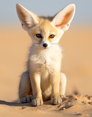 Obraz premium wildlife, fennec fox, reallife animals, sand desert сreated with Generative Ai