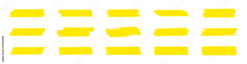 Fototapete highlight marker lines. marker yellow strokes. hand drawn marker strokes. text marker stripes. text 