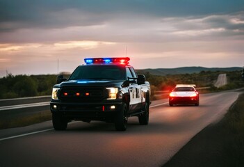 'truck police vehicle blue suv red sports flashing has lights pulled happen speeding car they side limit road speed sign night officer stop light flash city pull driver' - Powered by Adobe