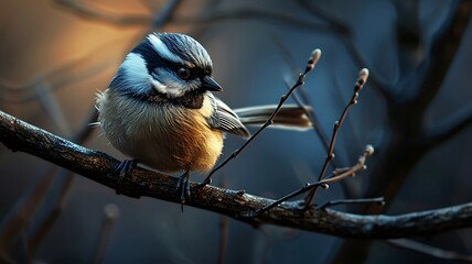 Curious Chickadee: Adorably Perched on a Twig, Eyeing Its Surroundings


 - obrazy, fototapety, plakaty