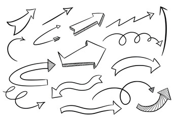 Modern different doodle arrows set design - obrazy, fototapety, plakaty