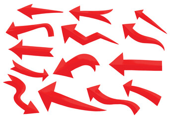 Modern different red arrows set design