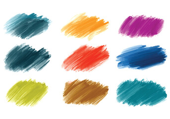 Ink paint colorful brush stroke splatter set design
