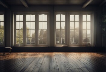 interior windows big vintage living floor empty wooden
