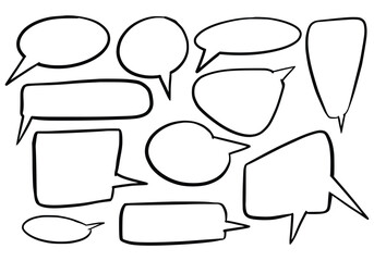 Hand drawn sketch speech bubble set