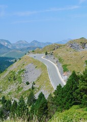 Aerial view on mountain road in French part of national park in Pyrenees, France