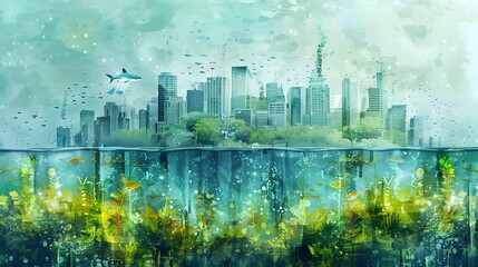 Innovative Underwater City Concept: Harmonious Coexistence Through Algae-Based Oxygen Production