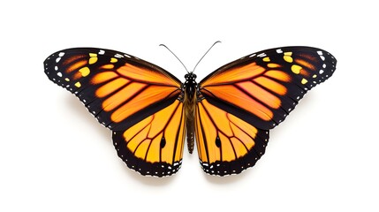 Monarch Butterfly (Danaus plexippus) on White Background

