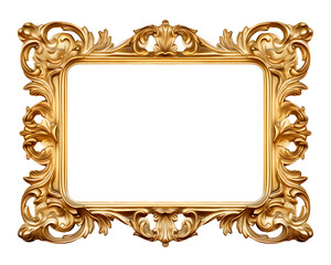 Antique frame in gold for composition 3D rendering