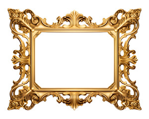 Antique frame in gold for composition 3D rendering
