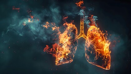 A powerful visual representation of the harm of smoking, depicted with the image of burning lungs, timed for release on May 31st to coincide with World No Tobacco Day, emphasizing the critical health 