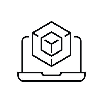Engineering development icon. Simple outline style. 3d modeling services, estate development, architecture visualization, BIM concept. Thin line symbol. Vector illustration isolated.