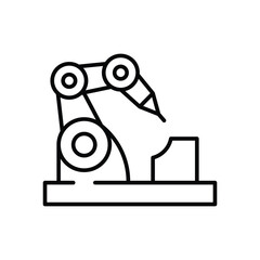 Mechanical arm icon. Simple outline style. Robotic hand manipulator, computer, construction, factory, industry, technology concept. Thin line symbol. Vector illustration isolated.