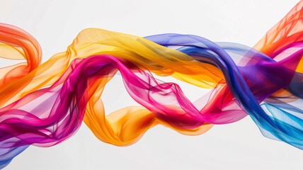 Beautiful colorful fabric flying in the air