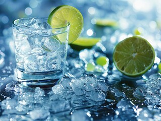 Tequila with Lime and Salt: Classic Refreshing Combination - Smooth Spirit with Zesty Lime and Salt - Close-up of Drink