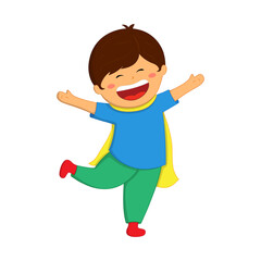 Vector illustration of happy boy wearing cape on transparent background