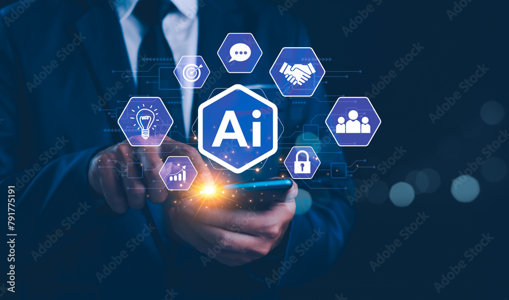Wall mural ai tech enhances businesses by processing data, improving decision-making, developing innovative pro