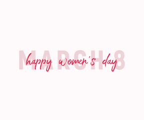 Fototapeta na wymiar Pink Happy Women's Day Typographic Design Elements, International women's day symbol, Vector illustration for the social media post, greeting card, banner etc.