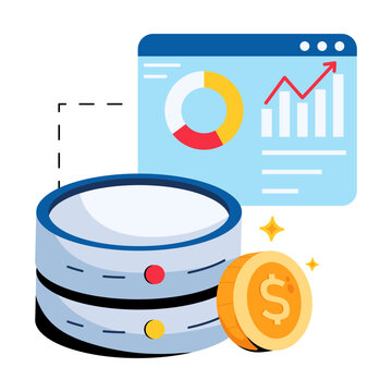 Modern flat icon depicting data monetization 