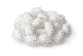 Pile of empty natural silk cocoons
