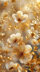 Wild Golden Blooms Dancing in a Sunlit Watercolor Meadow