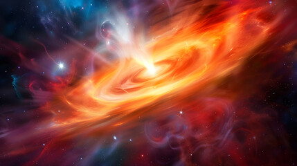 Fototapeta na wymiar Splendiferous Showcase of a Radiating Quasar amidst a Cosmic Panorama in Deep Space